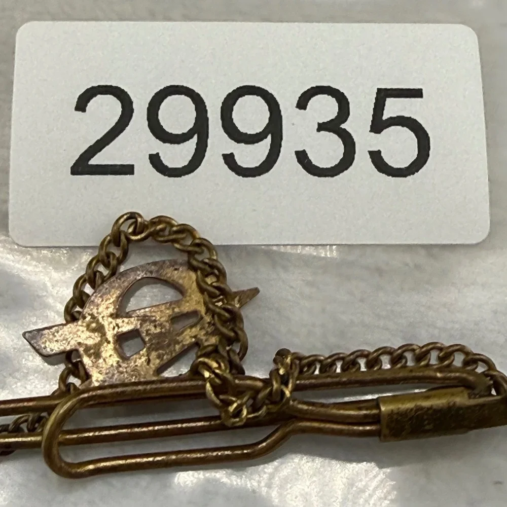 Vintage Boy Scouts Anson Tie Chain Gold Tone Red White Blue Enamel Logo BSA